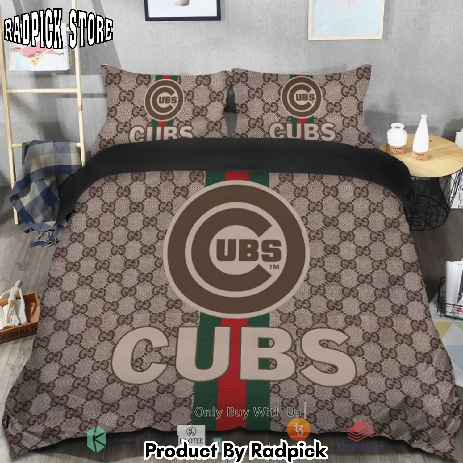 Radpick best chicago cubs gucci bedding set rp3278375